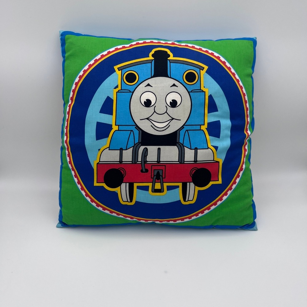 Thomas & Friends Tank Engine Decorative Throw Pillow Blue Green 11.5x11.5 Square